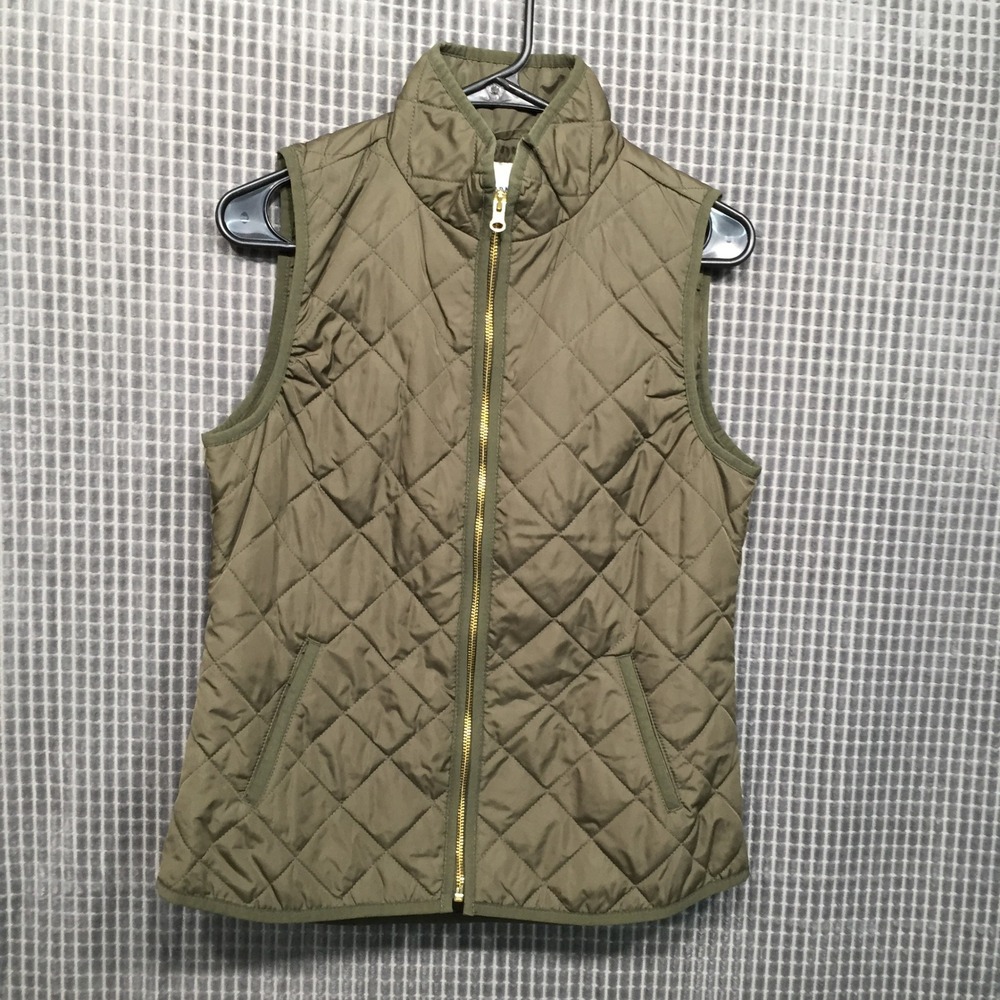 Old Navy Womens Quilted Vest Full Zip Diamond Stitch S Heritage Green Excellent